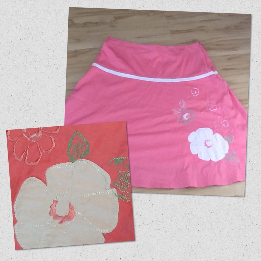 Final Touch‎ Embroidered Flower Pink Skirt